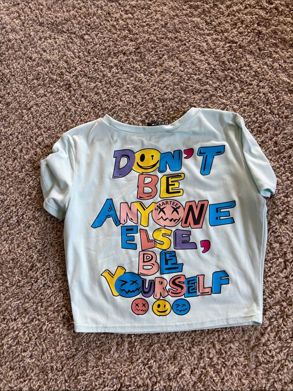 Don’t Be Anyone Else Be Yourself Kids Graphic Tee - Light teal size small